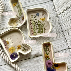 Handcrafted Floral Trinket Tray-Pressed flower dish | Tiny Floral Ring Dish for college dorm handmade botanical decor for jewelry,