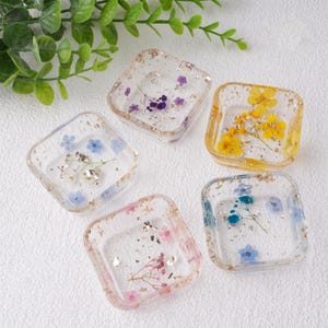 NEW! Square Shaped Resin Ring Dish with Real Dried Babysbreath, Flower Tray, Serving Tray, Resin Tray, Home Decor, Summer/Birthday Gift